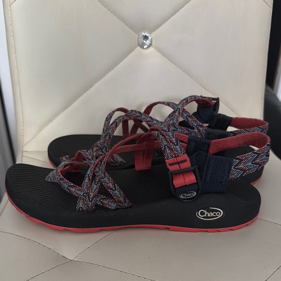 Chaco Red and Black Outdoor Sandals with Adjustable Straps - Picture 3 of 4